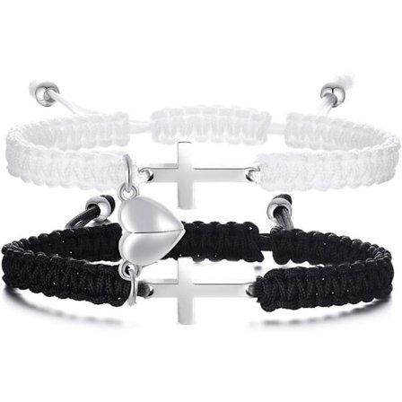 Par Kærlighed Uendelighedsarmbånd Venskab Kryds Flettet Justerbar Håndlavet Par Armbånd til Ham og Hende Bff Venskab Løfte Valentinsgaver