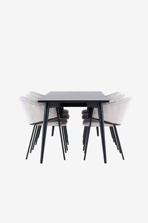 Venture Home - Ellis-spisebord med Evelina-spisebordsstol - Grå - Spisebordssaet - Fra Homeroom