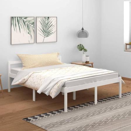 Vidaxl Sängram Vit Massiv Furu 150x200 Cm 5ft Vit