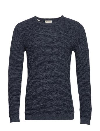 Slhvince Ls Knit Bubble Crew Neck W Strikkegenser M. Rund Krage Marineblå Selected Homme*Betinget Tilbud