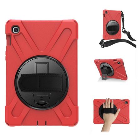 Samsung Galaxy Tab S5e 360 asteen X-muotoinen silikoniyhdistelmäkotelo - Punainen Red