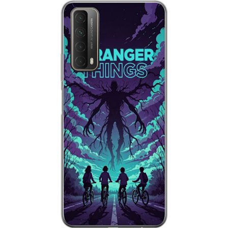Yhteensopiva Puhelinkuori Huawei Huawei P smart 2021 Stranger Things -inspiroitunut fantasiaillustraatio, jossa on tumma hirviö, pyöräilevät lapse