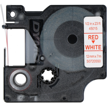 TAPE DYMO D1 RØD/HVIT 12MM