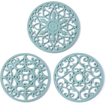 3 sett silikon flerbruks utskåret gryteunderlag, sklisikre underlag