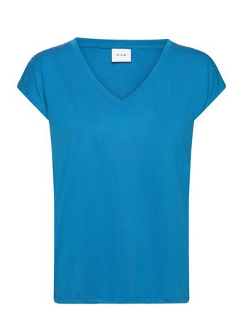 Vimodala V-Neck S/S Top - Noos Tops T-shirts & Tops Short-sleeved Blue Vila