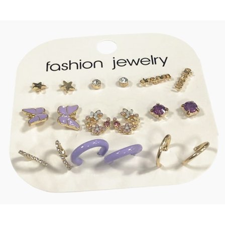 Butterfly Heart Örhängen Set 9-par