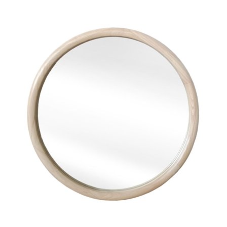 Spejl i naturligt træ, 60x60 cm, buet topdesign