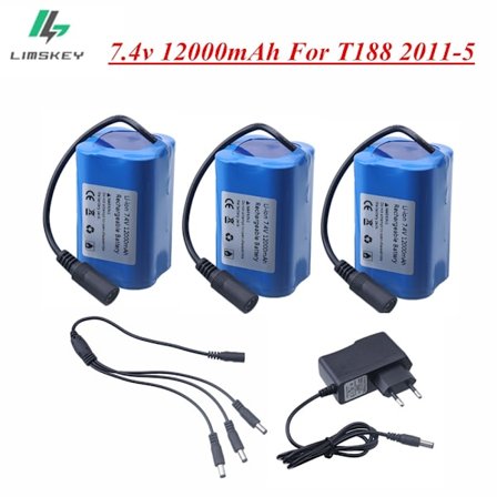 7,4V 12000mAh batteri med USB-oplader til T188 T888 2011-5 V007 C18 H18 Fjernbetjening RC Fishing Bait Boat Reservebatteridele