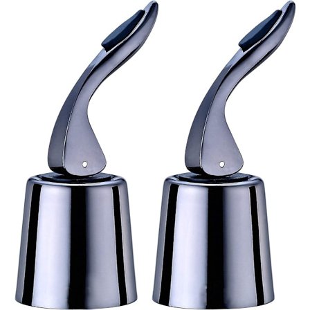 Vinstopper i rustfrit stål Genanvendelig flaskeprop Holder frisk 2 stk Sort metal