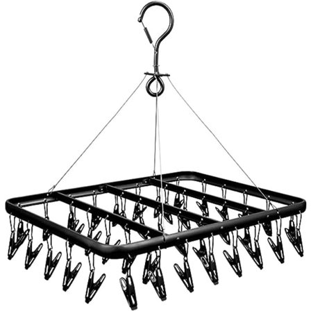 Klädnypor i aluminiumlegering, fyrkantig galgekrok 360° vridbar klädtork