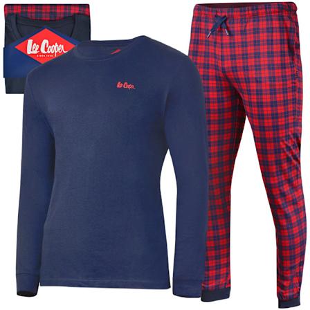 Lee Cooper lang pyjamas i bomuld til mænd med logo L