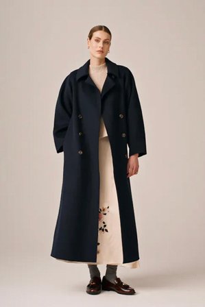 Tailored Beltet Coat Navy M