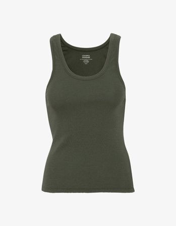 Women Organic Rib Tank Top - Seaweed Green - S