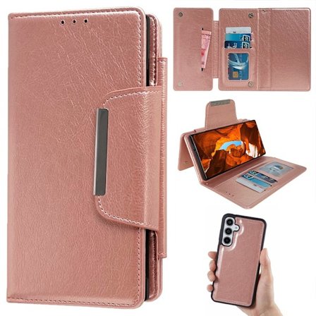 SKALO Samsung S25 2-i-1 Magnetisk Aftagelig Flip Cover - Rosa guld