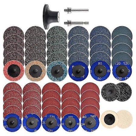 60 stk. slibeskivesæt, 2 tommer hurtigskift slibeskiver med 1/4 tommer holdere, trykluftsliber Conditi