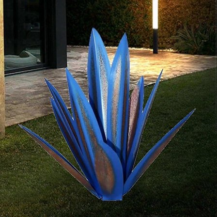 Agave Hagekunst i Metall, Rustikk Hagedekor, Vanntett og Rustfri Statue, Fleksibel Plassering for Utendørsmiljøer (55cm)