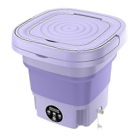 Vikbar Bärbar Tvättmaskin med Centrifug 8L 220V Mini Automatisk Tvätt för Strumpor Underkläder Lila