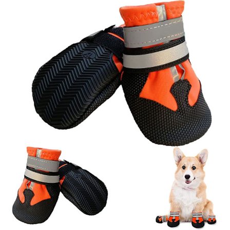 Koiran kengät suojaavat koiran saappaat Bavoe 4 vedenpitävät Bavoe koiran kengät turvallisilla heijastavilla hihnoilla (xl, oranssi)