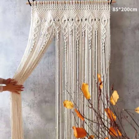 Makramé Væghængende Dørgardin Dør Vindue Gardin Bryllup Baggrundstæppe Vægtæppe, 85*200cm (Uden stang)