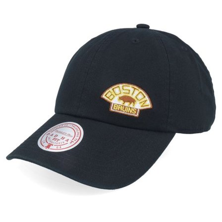 Mitchell & Ness - NHL Svart unconstructed Keps - Boston Bruins Micro Lefty Strapback Vintage Black Dad Cap @ Hatstore