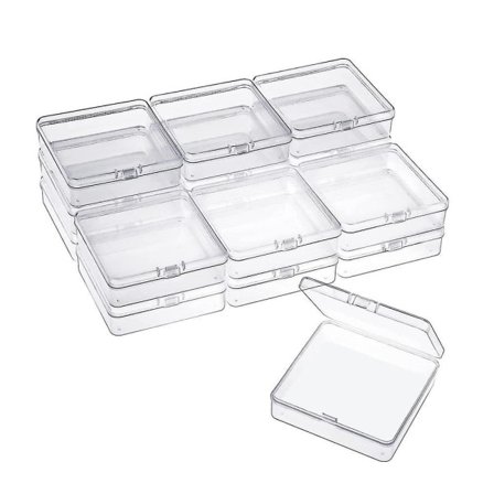 16-pak Små Beholdere, Klar Plastkasser, Perleopbevaring, Organiseringskasser med Hængsler til Små Ting