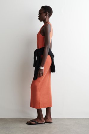 COS Women's Ribbed Tube Dress in Orange
