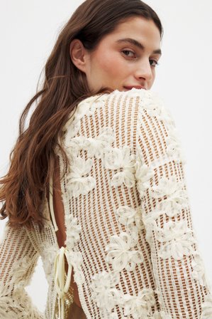 NA-KD Crochet Detail Top - Toppe med åben ryg - OffHvid - XS (EU 32)