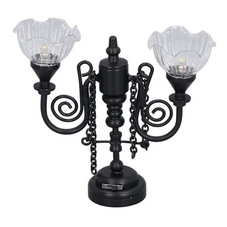 [CA] Nukkekodin kattovalaisin, monitoiminen, retro, hieno, simuloitu, innovatiivinen, kaksoispää, kukka, 1:12 mittakaavan miniatyyri kattovalaisin, 