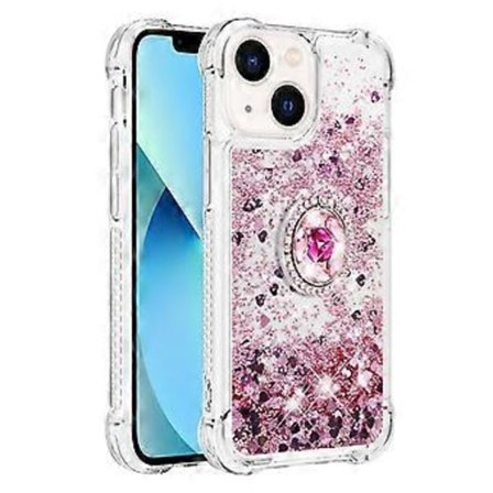YB Quicksand Series-7 för iPhone 15 Glitter Sparkle Stötskyddande Skal Ring Stativ TPU Telefonfodral