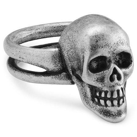Aspero | Silver-tone Stainless Steel Skull Ring for Men - Skull rings