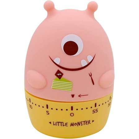 Timer Liten Monster Typ Tidshanterare Mekanisk Kök Timer, Lämplig för Kök, Studie, Dagligen(Rosa)