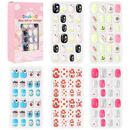 120 stk/sett Barn søte løsnegler Komplett DIY Nail Art