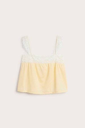 Kappahl | Koszulka z koronką Jasnożółty 3XL | Jasnożółty