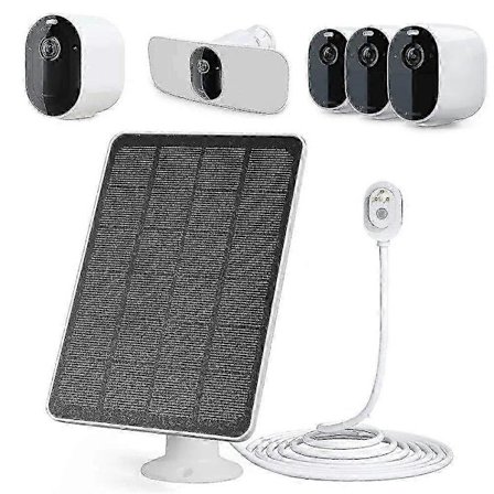 Solpanel Laddare för Arlo Ultra Ultra 2 Pro 3 Pro 4 Pro 3 Floodlight & Go 2 - 4W Utomhus Vattentät Strömförsörjning för Säkerhetskameror