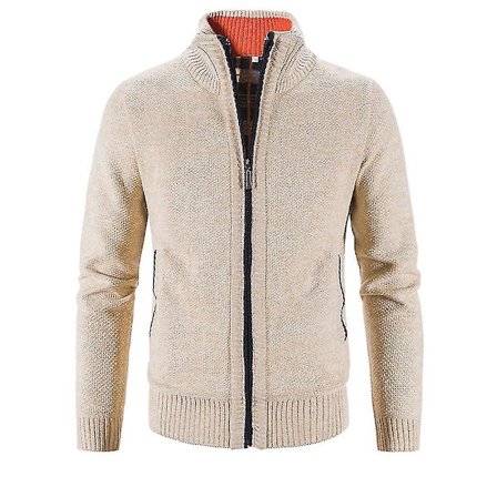 Herre Vinter Varm Langermet Solid Glidelås Strikket Cardigan Casual Genser Topp Jakker