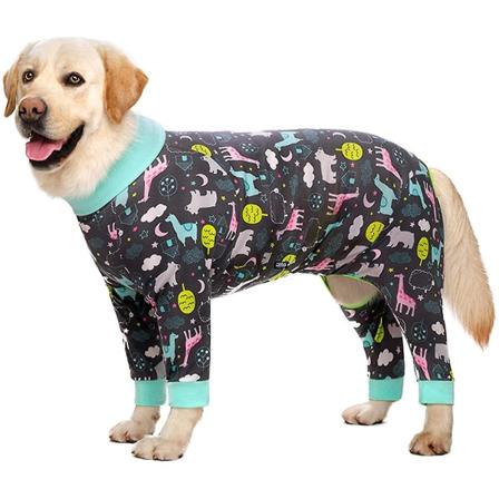 Hundeklær, søte elastiske hundepyjamas soveklær Anti-hår støvtett firebeint klesdrakt Jumpsuit klær for mellomstore hunder store hunder (32, grå