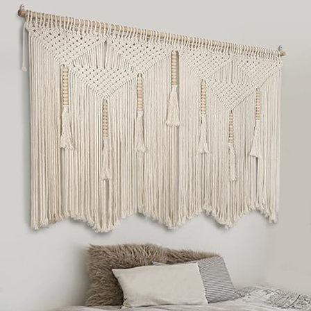 Stor Makrame Vegg Henge 120*100cm Boho Gobelin Vevd Vegg De