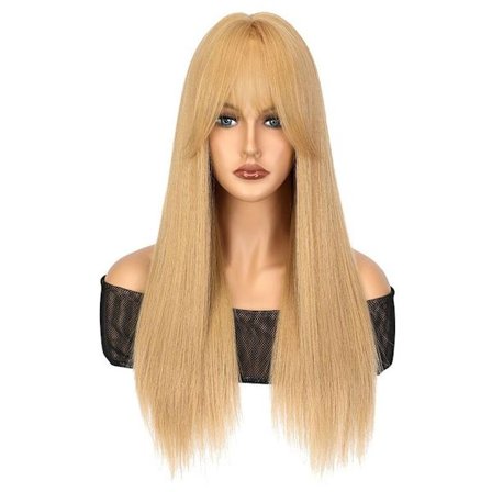 Menneskehår parykker, blonde parykker, rett brasiliansk hår, bleket K