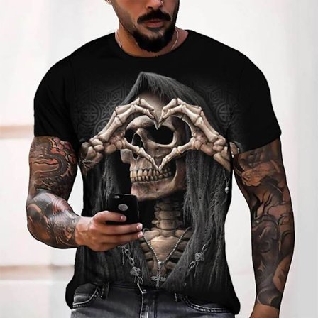 T-shirt Skull 3D Herr T-shirt