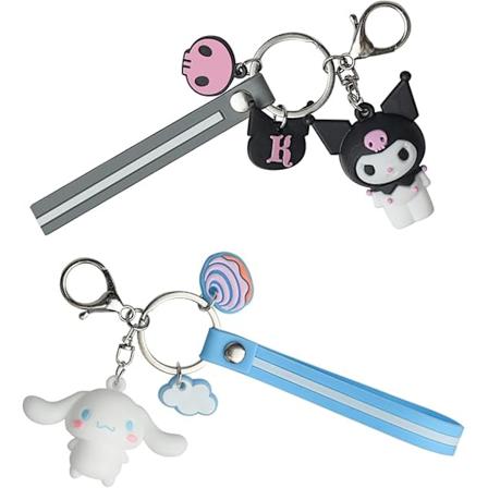Nyckelring, Anime Nyckelring, Flickors Nyckelringar Födelsedag Julgåvor, 2 st Kuromi & Cinnamon Dog