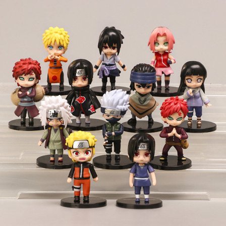 12 stk./sett Naruto Anime Shippuden Hinata Sasuke Itachi Kakashi G svart one size