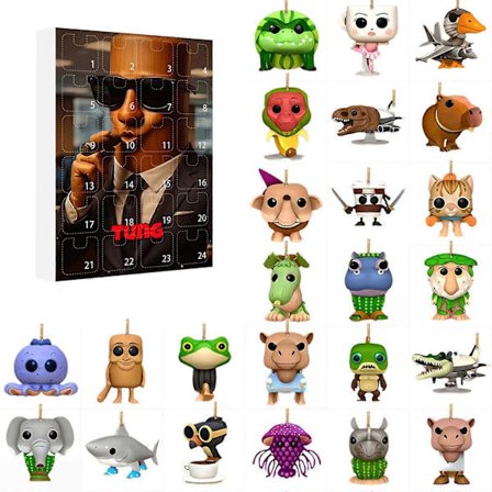 24-dagers adventskalender for barn med Brainrot italiensk dyredesign