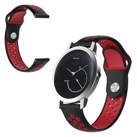 Withings Steel HR (40mm) tofarvet silikone Urrem - Sort / Rød Hole