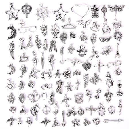 100st Bulk Lots Tibetansk Silver Mix Charm Hängsmycken Maki