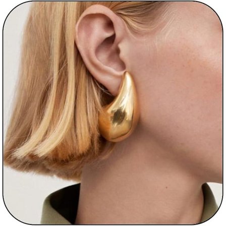 Extra Large Bottega Earring Dupes Hypoallergena Chunkygoldhoopörhängen Lättviktsvattendroppsörhängen Trendiga guldvattendroppsörhängen
