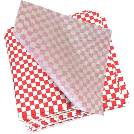 Smörpapper, 100 st Mat Hamburgerpapper Fettbeständigt Papper för Fish and Chips Hamburgare Sandwich Omslag Röda Tryckta