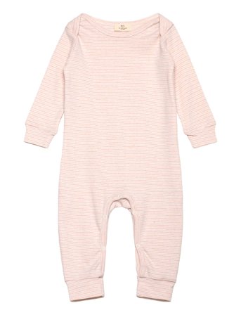 Copenhagen Colors Striped Long Sleeved Romper W. Lapneck - Pink - 80
