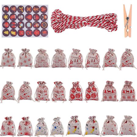 Adventskalender Påsar Julklapp Förvaringspåse 1 Set Blandade Färger för Barn Familjer