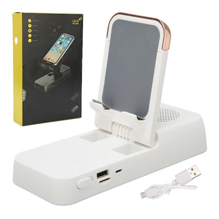 Bluetooth-kaiutinpuhelinteline säädettävällä pidikkeellä HD-tilaäänellä, valkoinen