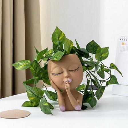 Ansiktsplanter Potte - Hodeplanter, Sukkulentplantere, Ansikts Blomsterpotte Hodeplanter, Hagedekor for Innendørs og Utendørs Planter med